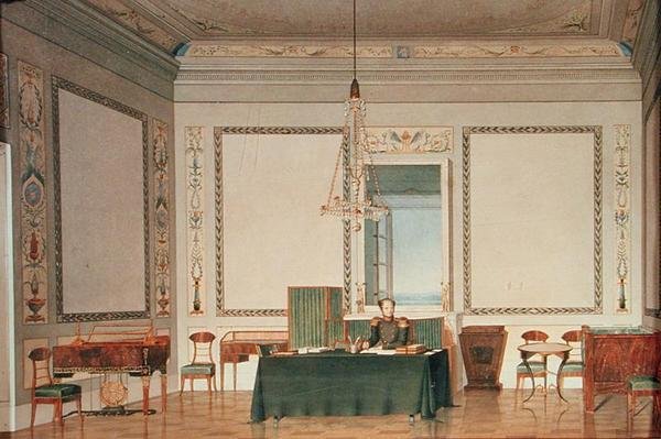Císař Alexandr I. (1777-1825) v palácové kanceláři, 1820 (wc na papíře) od Tchernik Tchernik