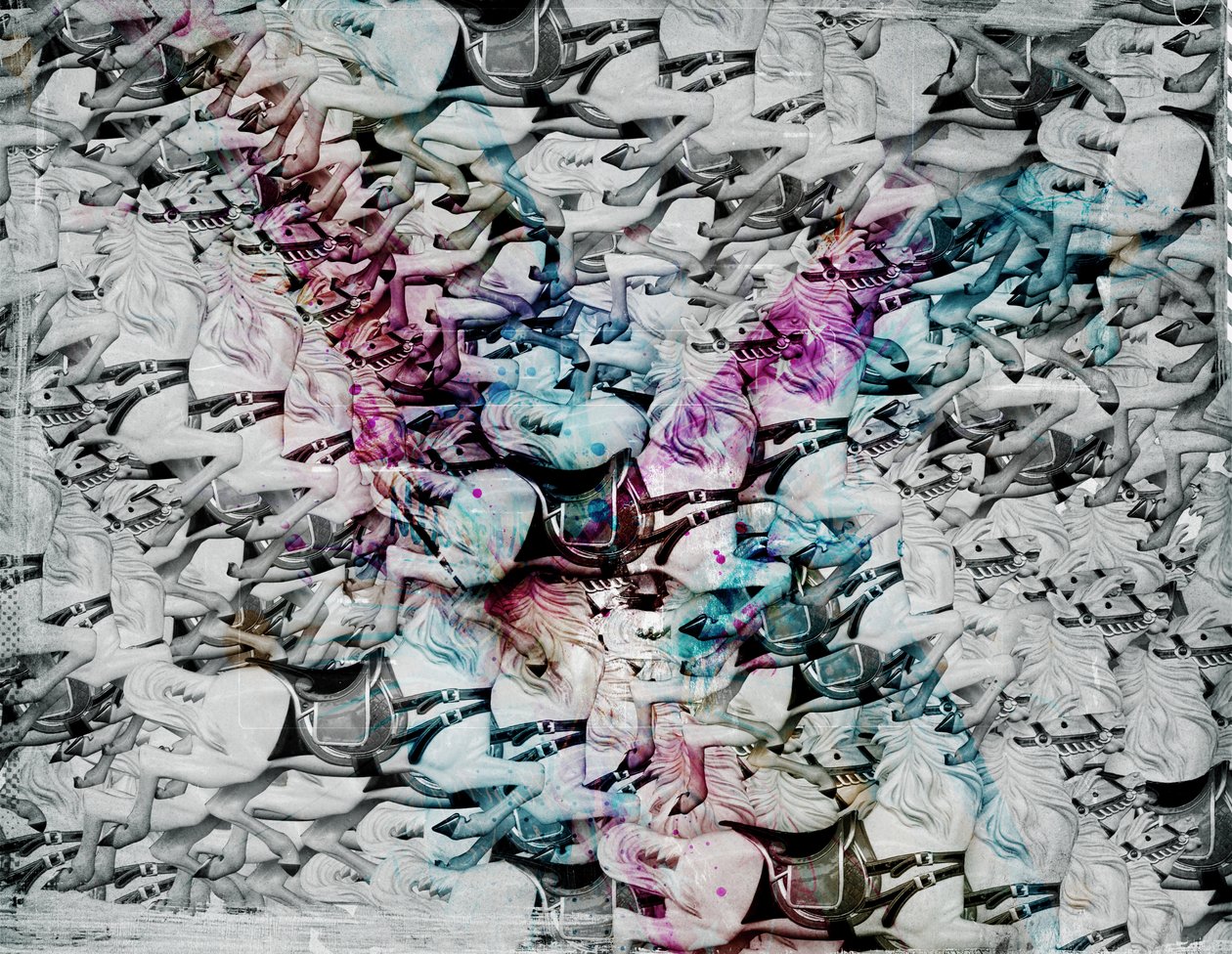 Crazy Horses, 2014 (koláž na plátně) od Teis Albers
