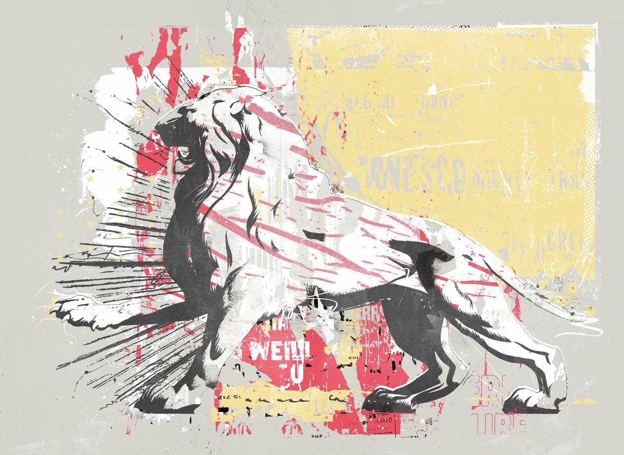 Hero Lion, 2014 (koláž na plátně) od Teis Albers