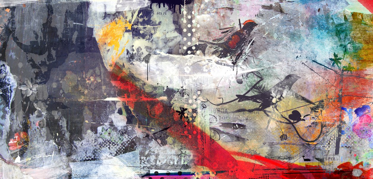 Pretty Birdy, 2015 (kombinovaná média na plátně) od Teis Albers