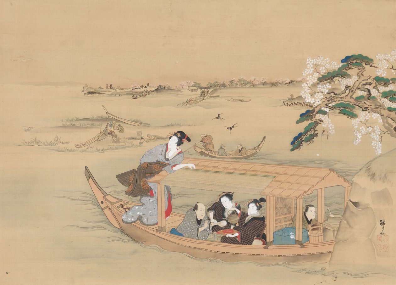 Loď do Yoshiwara, 19. století. od Teisai Hokuba