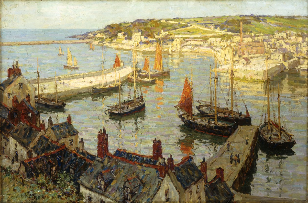 Brixham Harbour (olej na plátně) od Terrick Williams