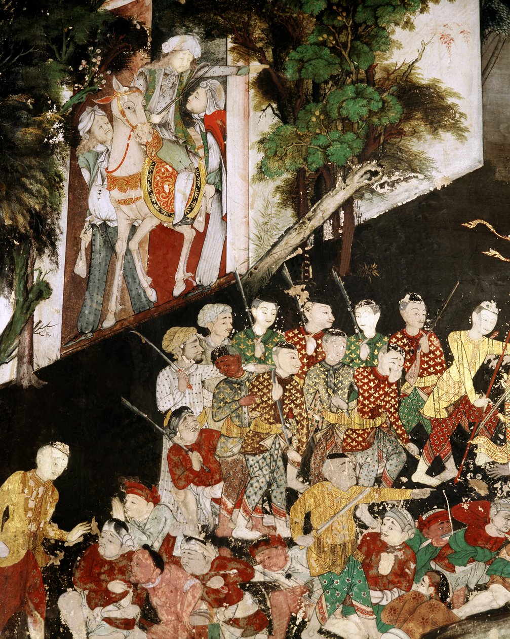 Žoldáci z armády 101 království, detail Mahosadha Jataka (nástěnná malba) od Thai School