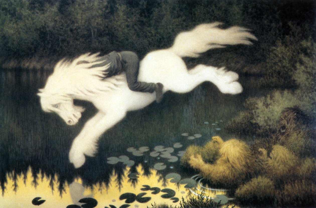 Chlapec na bílém koni od Theodor Kittelsen