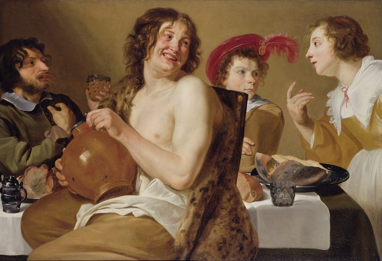 Postavy, které jedí a pijí kolem stolu, 1634 od Theodor Rombouts