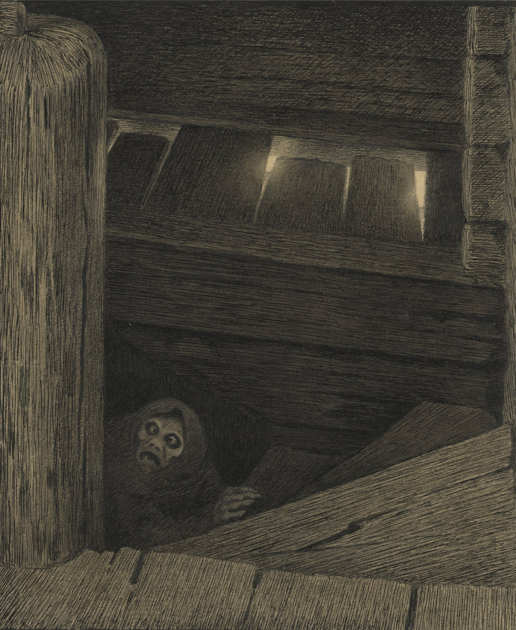 Pesta na schodech od Theodor Kittelsen