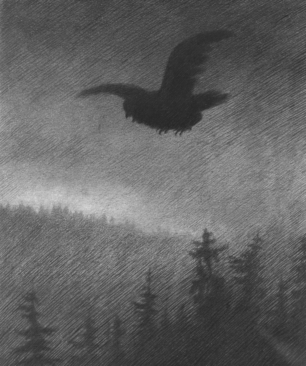 Černá smrt (kresba) od Theodor Severin Kittelsen