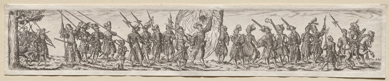 Vojáci na pochodu od Theodor de Bry