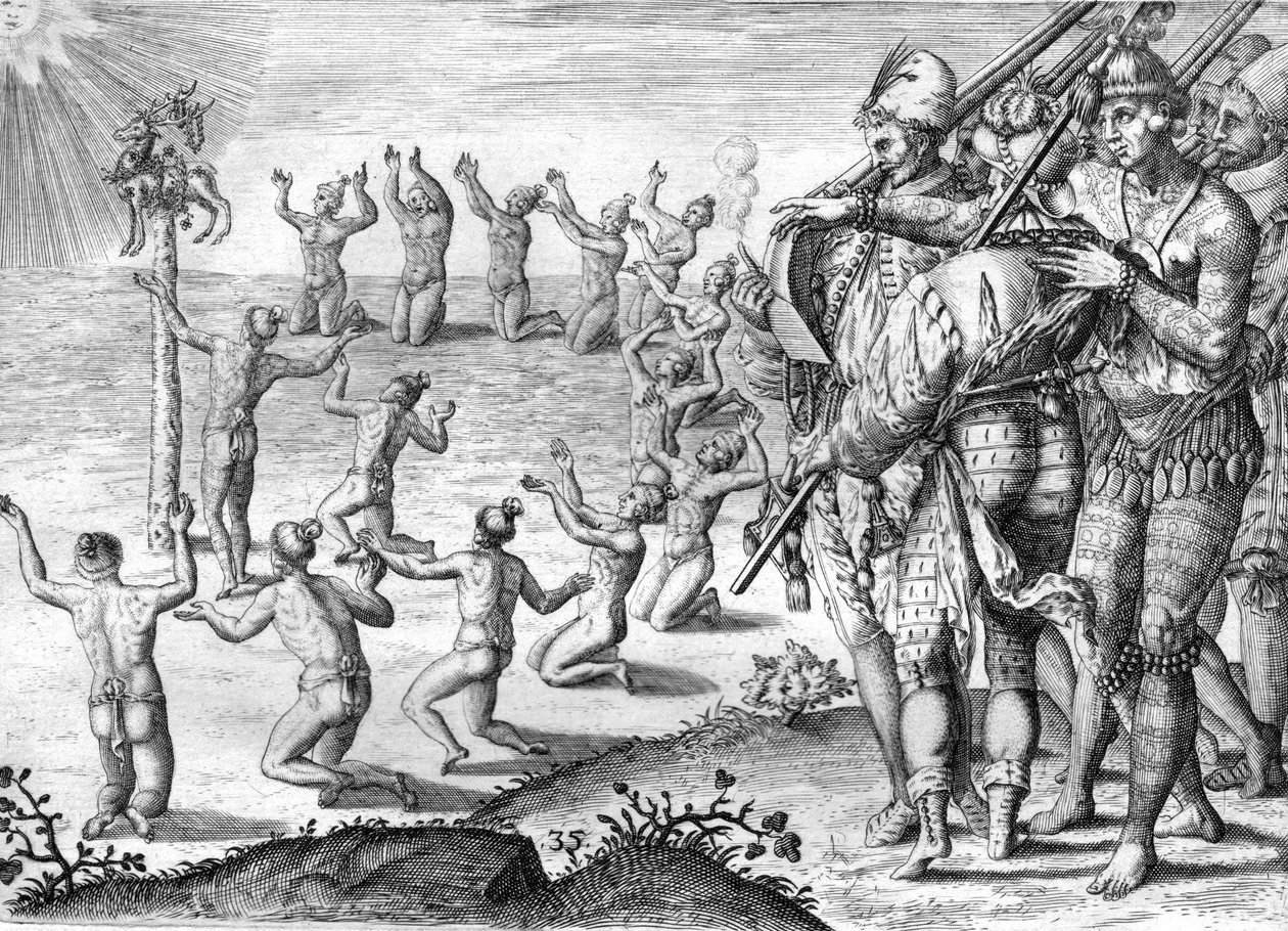 Kmen indiánů Timucua od Theodor de Bry