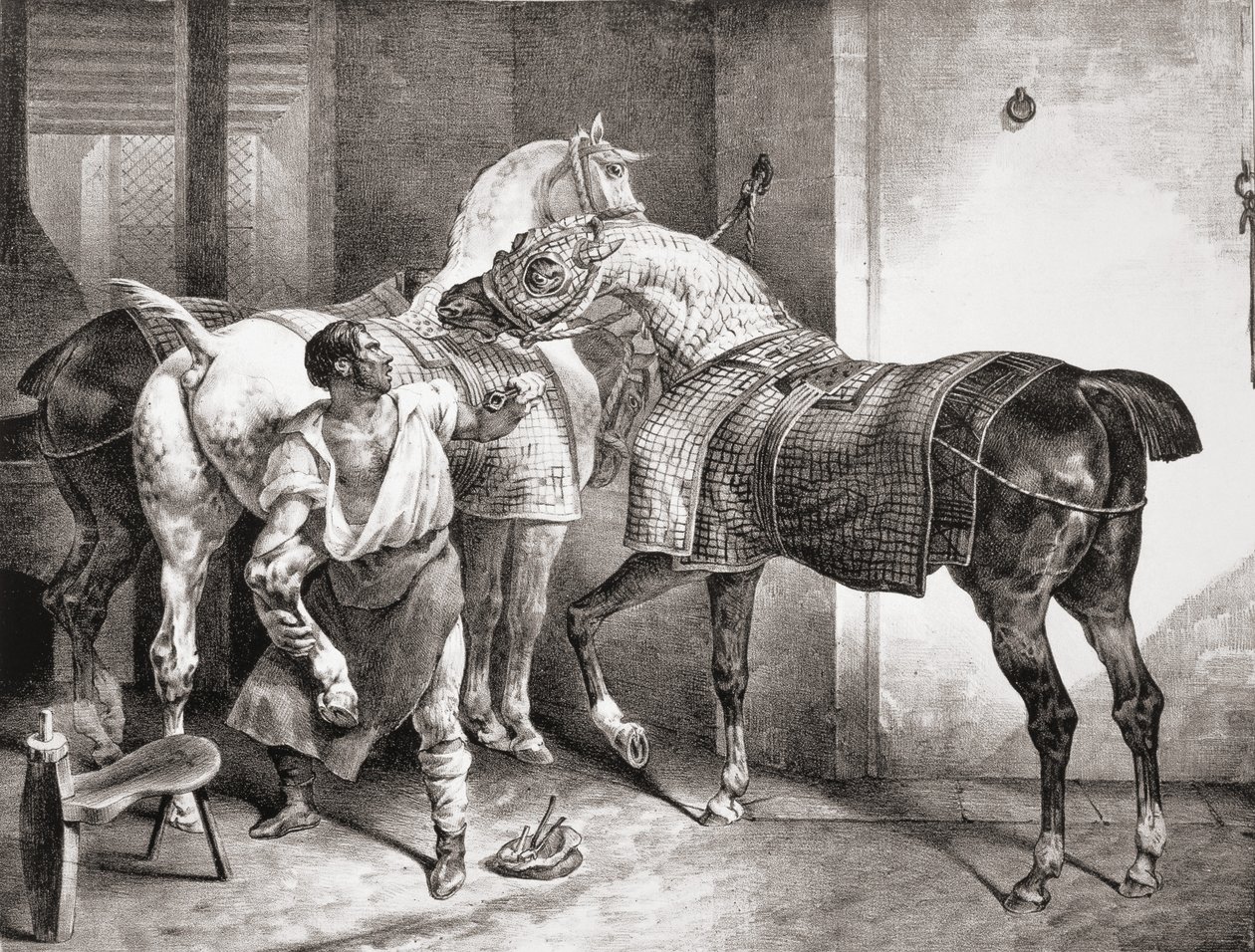 Podkovář, z Etudes de Cheveaux, 1822 od Theodore Gericault