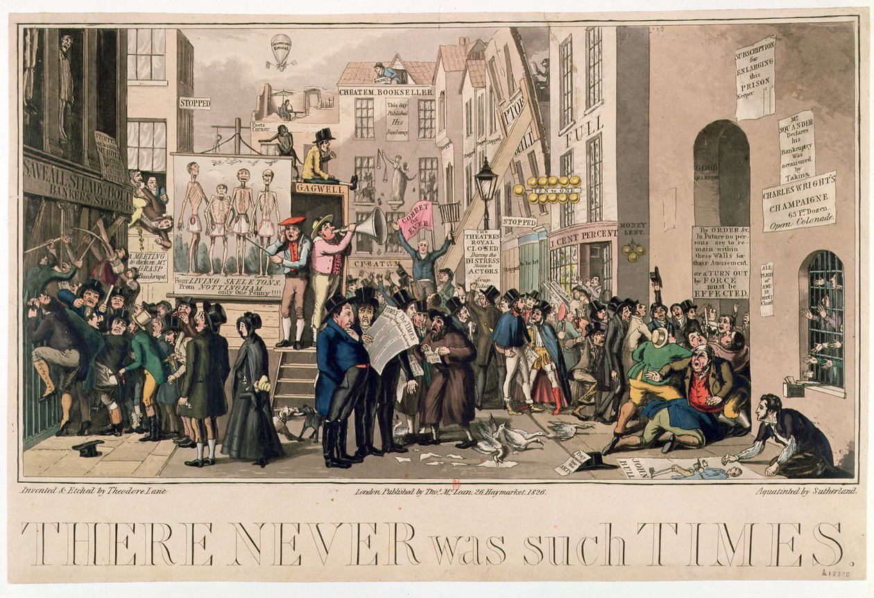 „Takové časy nikdy nebyly“, 1826 (akvatinta) od Theodore Lane