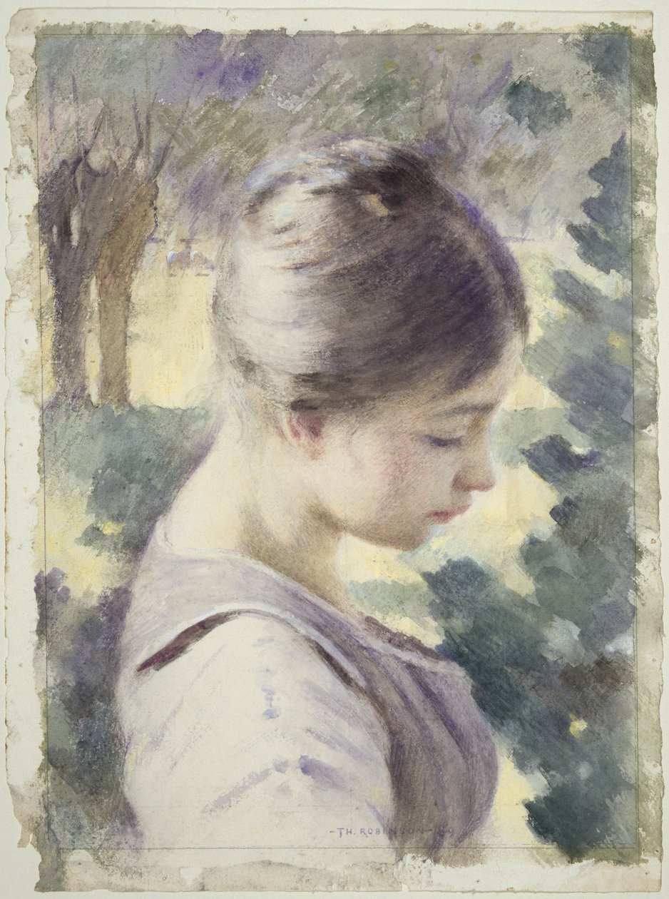 Dekorativní hlava, 1889 (wc na papíře) od Theodore Robinson