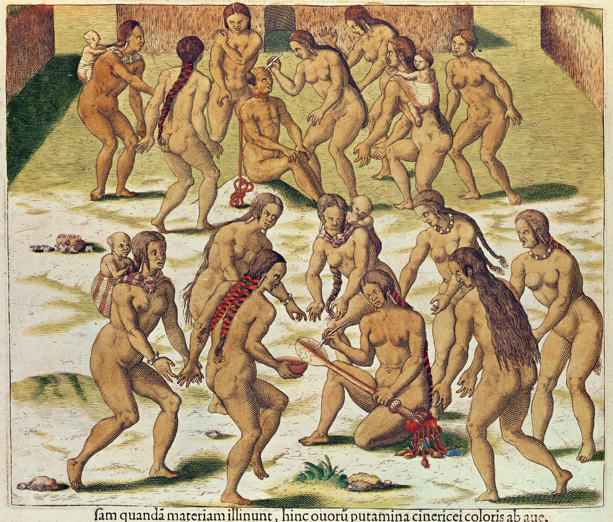 Americae Tertia Pars, jak jsem padl do rukou nepřítele (str. 346), 1562 (barevná rytina) od Theodore de Bry