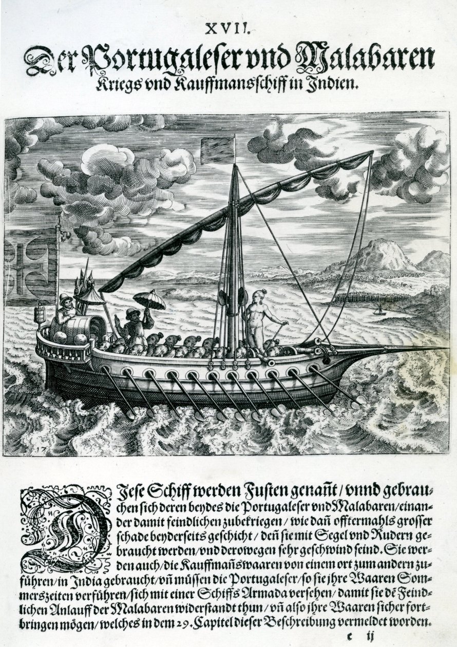Loď z ‚India Orientalis‘, 1598 od Theodore de Bry