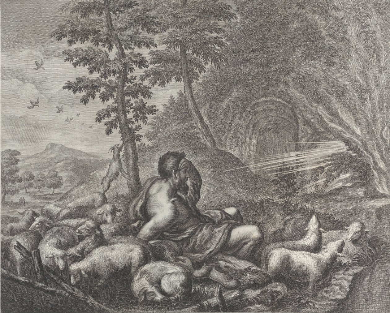 Jakub hlídající Labanovo stádo, 1613-24. od Theodore Cruger