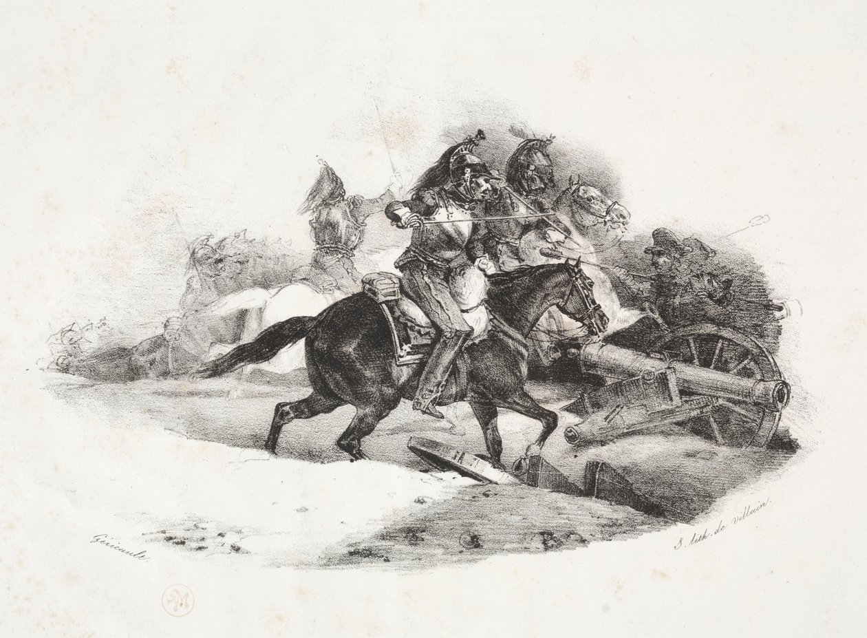 Kyrysníci nabíjejí dělostřeleckou baterii od Theodore Gericault