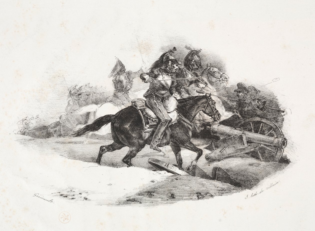 Kyrysníci nabíjejí dělostřeleckou baterii. od Theodore Gericault