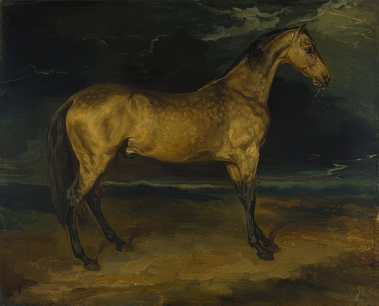 Kůň v bouřce. Kolem 1813-14 od Theodore Gericault