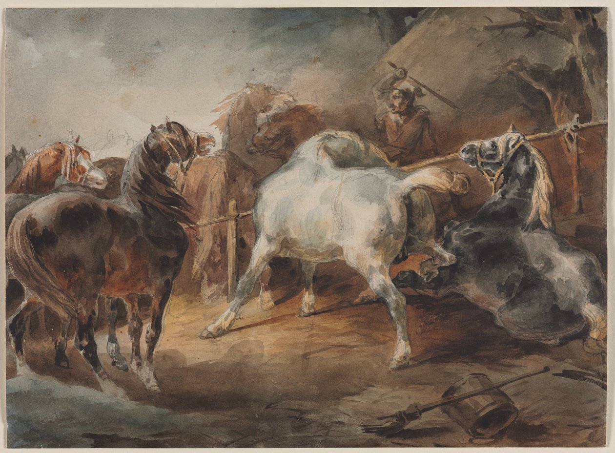 Bojoví koně, c. 1820. od Theodore Gericault
