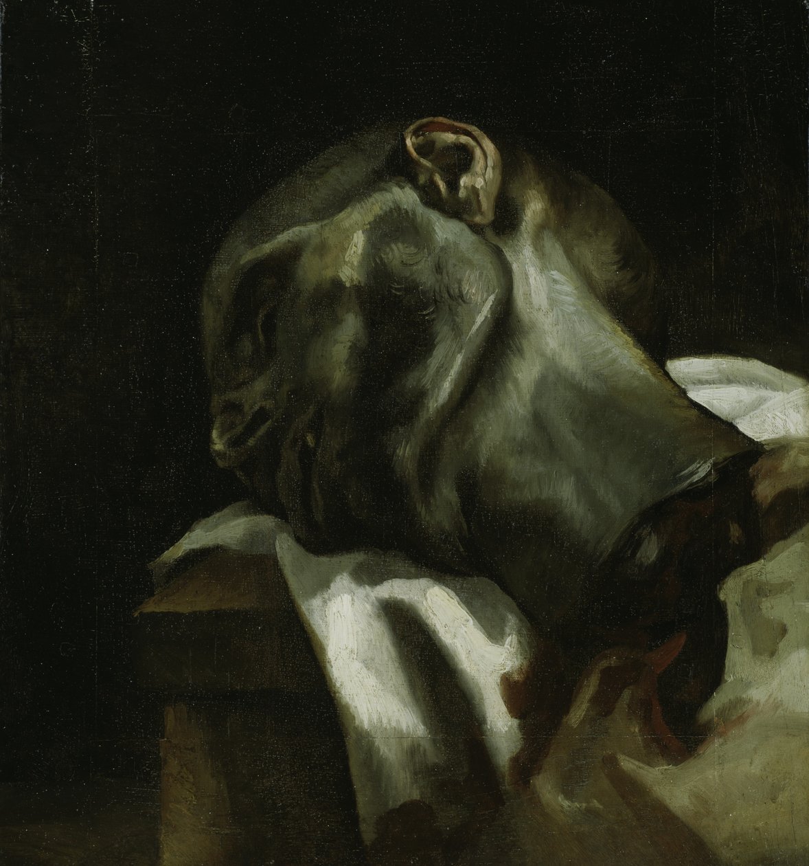 Hlava muže s gilotinou od Theodore Gericault