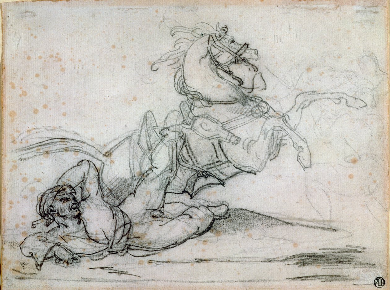 Mameluke padá pod koně od Theodore Gericault