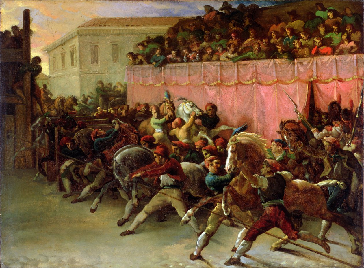 Riderless Racers v Římě od Theodore Gericault