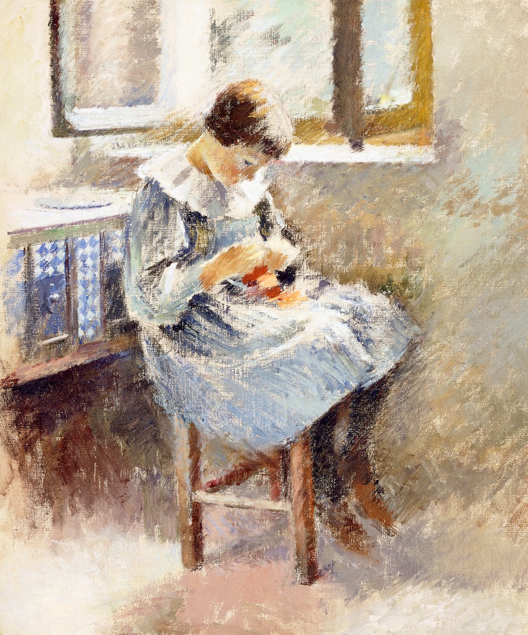 Dívka šicí, od Theodore Robinson