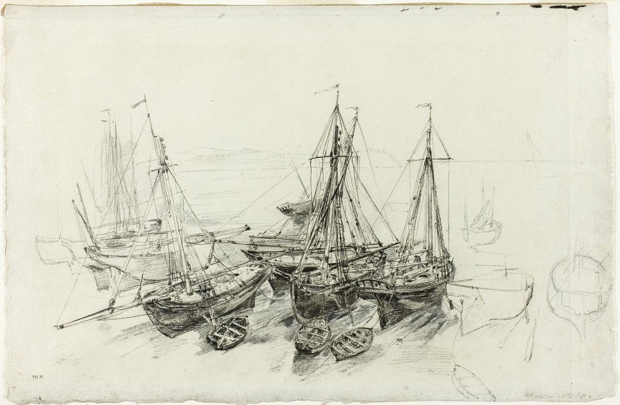 Rybářské lodě v Granville od Theodore Rousseau