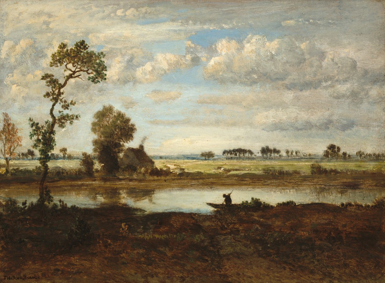Krajina s Boatmanem od Theodore Rousseau