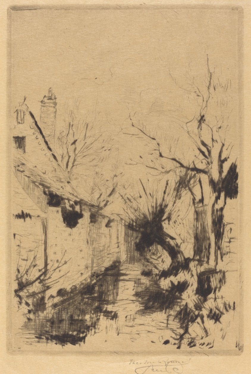Malý potok v zimě, Wiltshire od Theodore Roussel