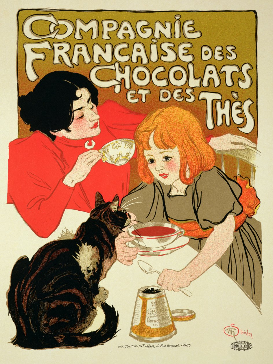 Plakát Reklama francouzské společnosti čokolády a čaje od Théophile Alexandre Steinlen
