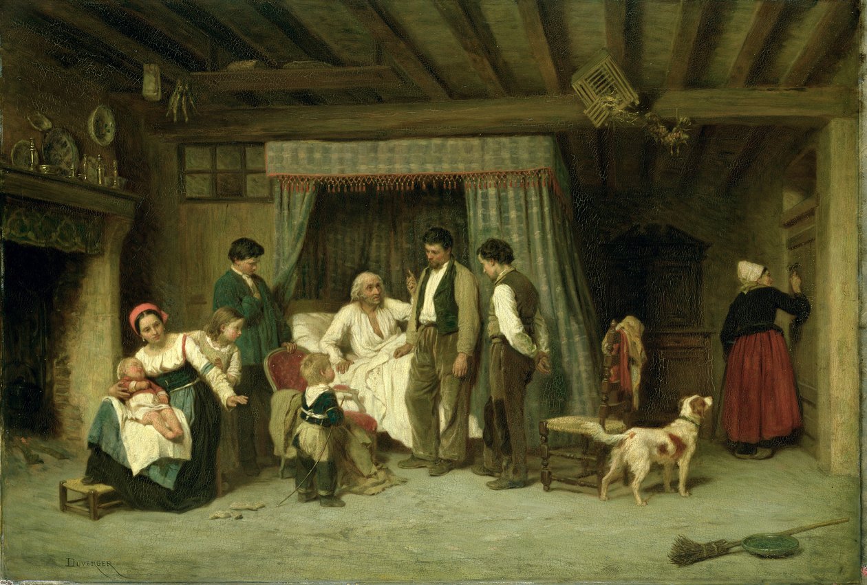 Poslední varování, 1886 (olej na mahagonovém panelu) od Theophile Emmanuel Duverger