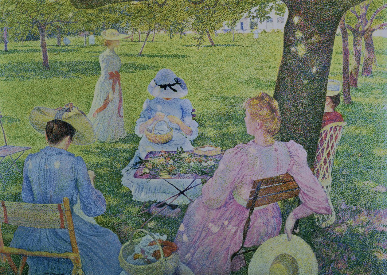 Rodina v sadu, 1890 od Théo van Rysselberghe