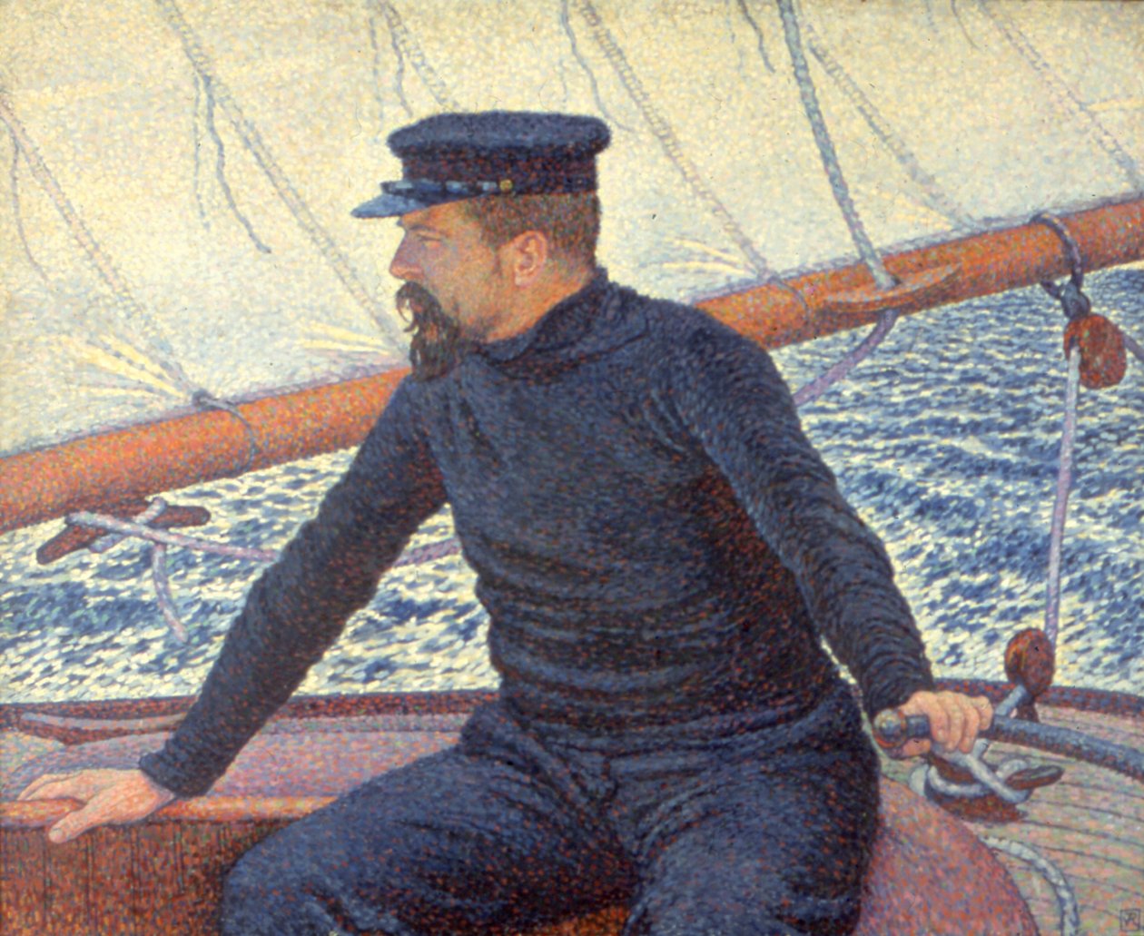 Paul Signac na své lodi od Théo van Rysselberghe