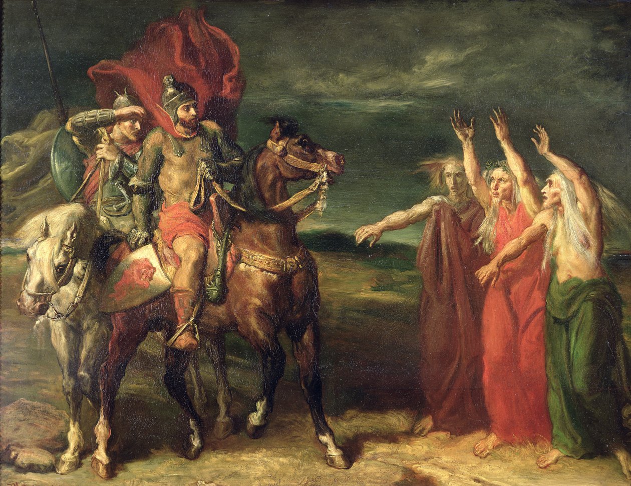 Macbeth a tři čarodějnice, 1855 od Théodore Chassériau