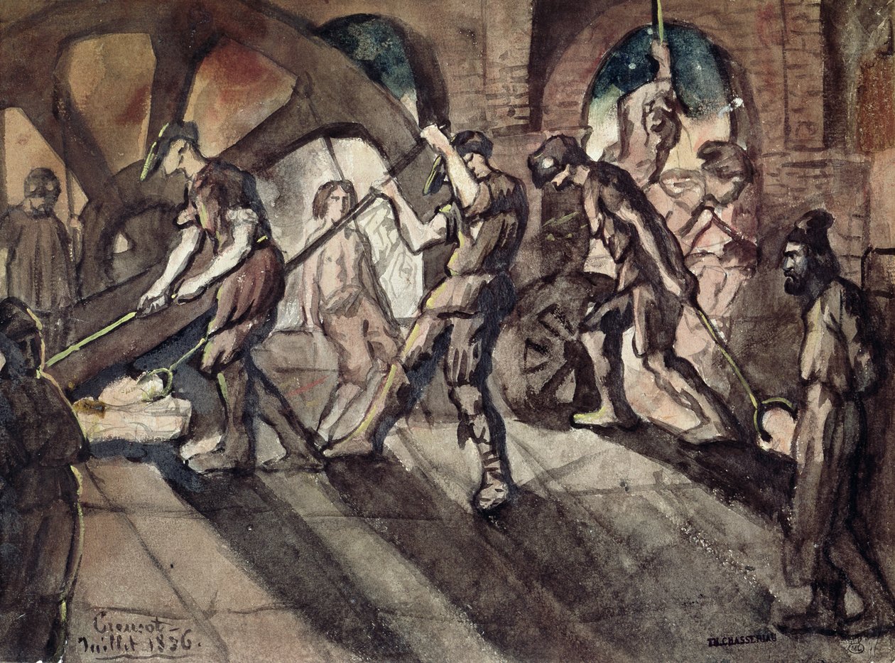 Forge v Creusot v roce 1836 od Théodore Chassériau