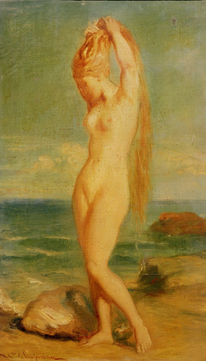 Venuše zobrazená v Seascape (studie), 1839 (olej na studii) od Théodore Chassériau