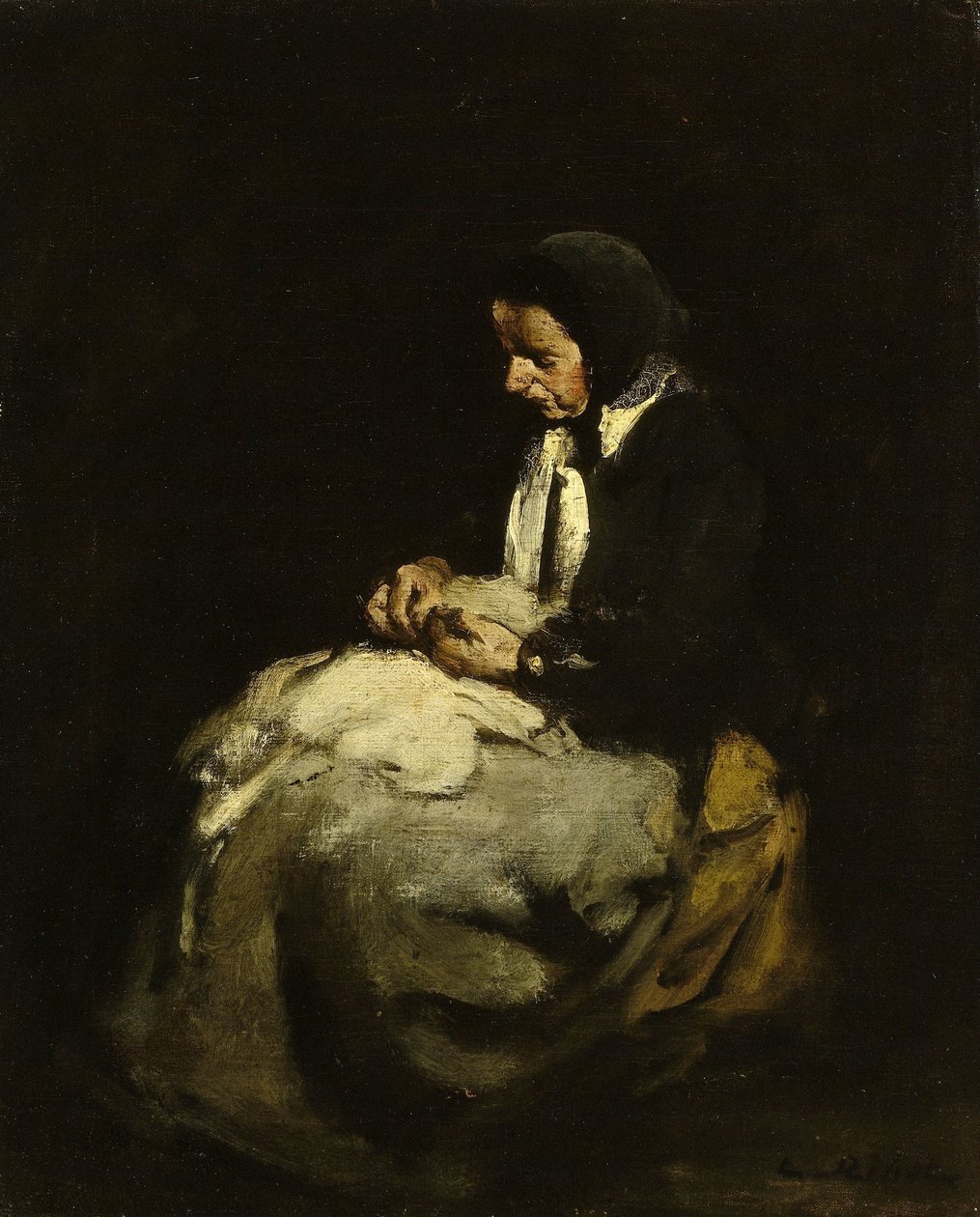 Žena šití od Théodule Augustin Ribot