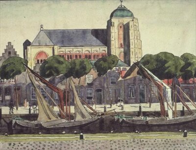 Kostel a přístav ve Verre od Thomas Austen Brown