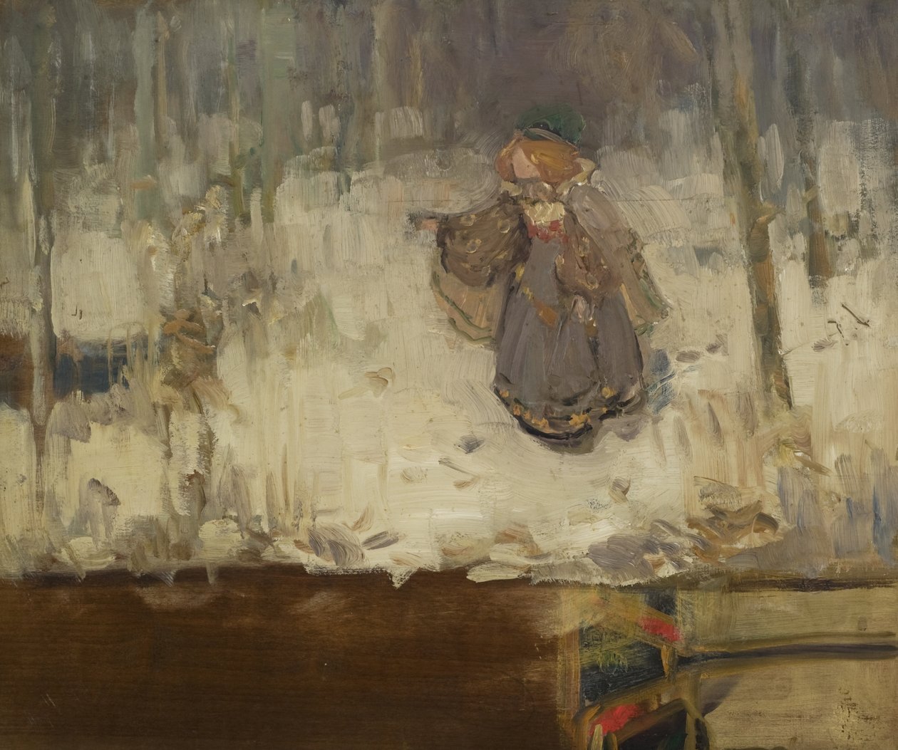 Zrzavá dívka v šedých šatech v lese, 1886 od Thomas Blacklock