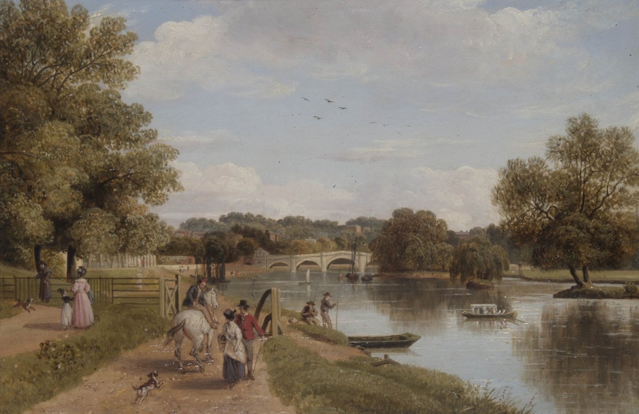 Richmondský most z Towing Path, Surrey od Thomas Christopher Hofland