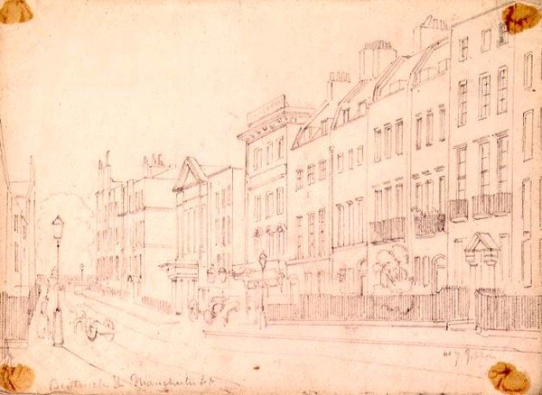 Bentinck Street, u Manchester Square, Londýn, cca 1850 od Thomas Colman Dibdin