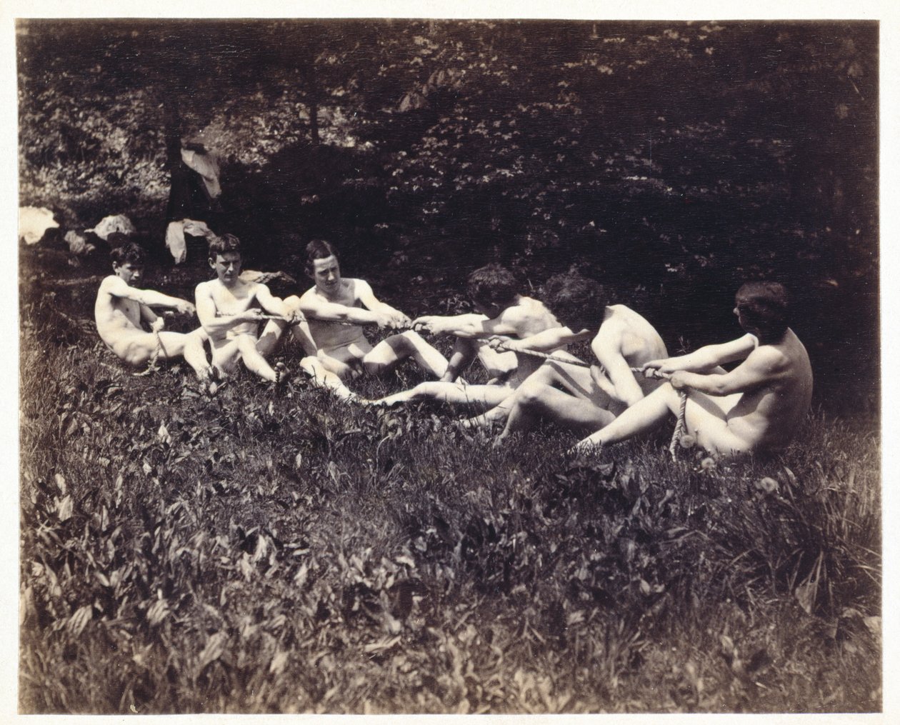 Mužské akty v přetahované laně v sedě, kolem roku 1883 (tisk alba) od Thomas Eakins