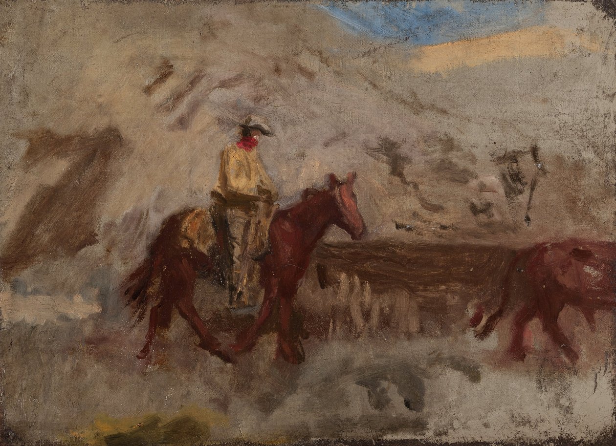 Náčrt kovboje v práci od Thomas Eakins