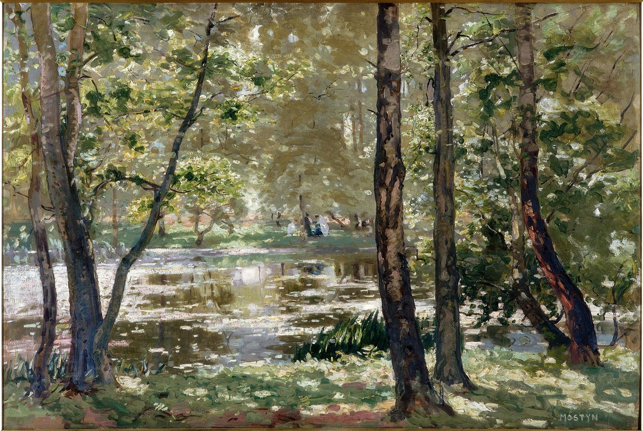 Sluneční světlo, Burnham Beeches od Thomas Edwin Mostyn