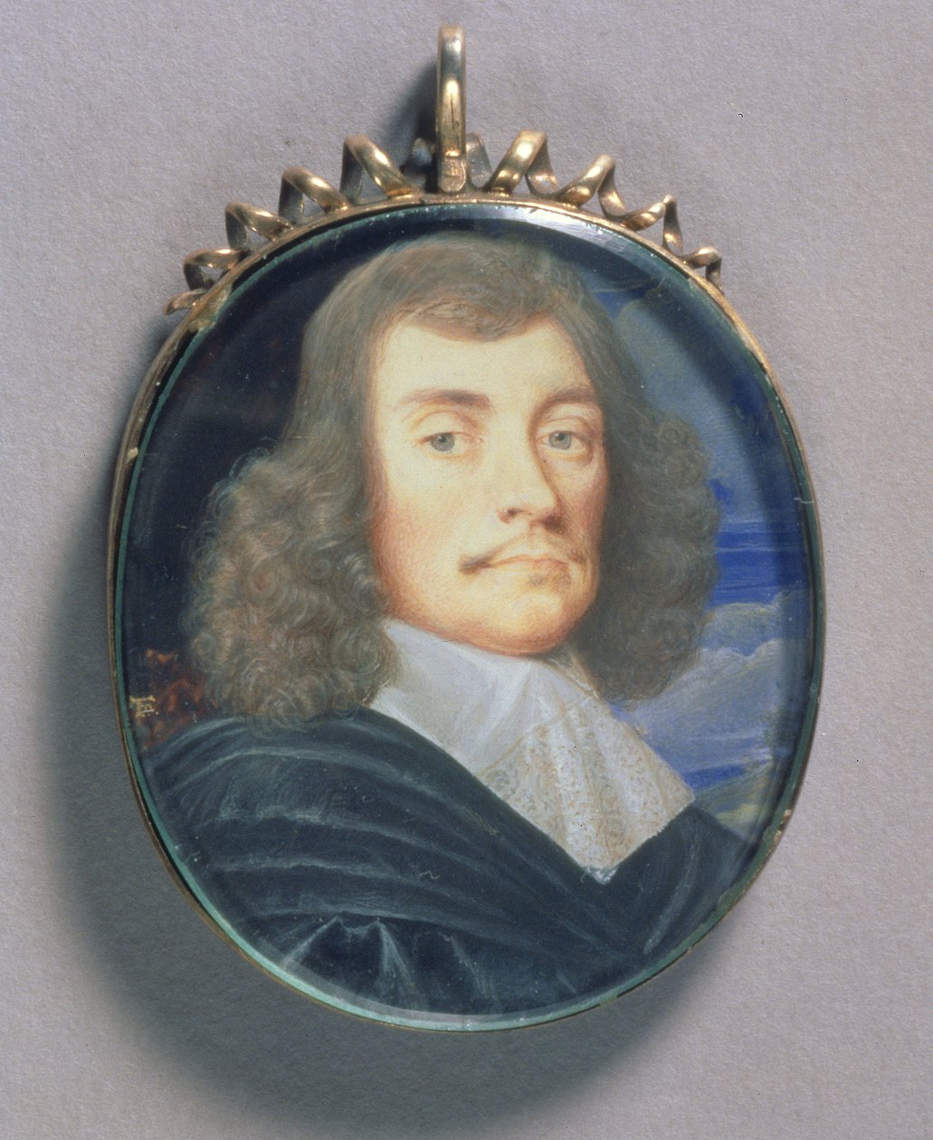 Portrétní miniatura muže, možná Sir John Wildman, 1675 (wc na pergamenu) od Thomas Flatman