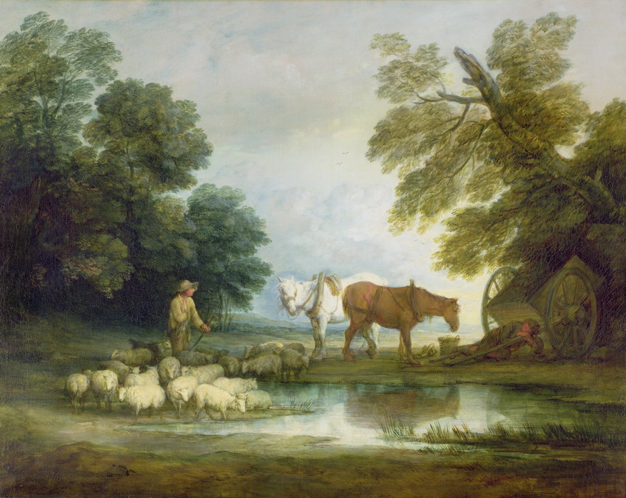 Pastýř u potoka od Thomas Gainsborough