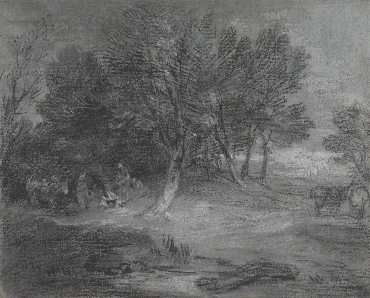 Zalesněná krajina s cikánským táborem od Thomas Gainsborough
