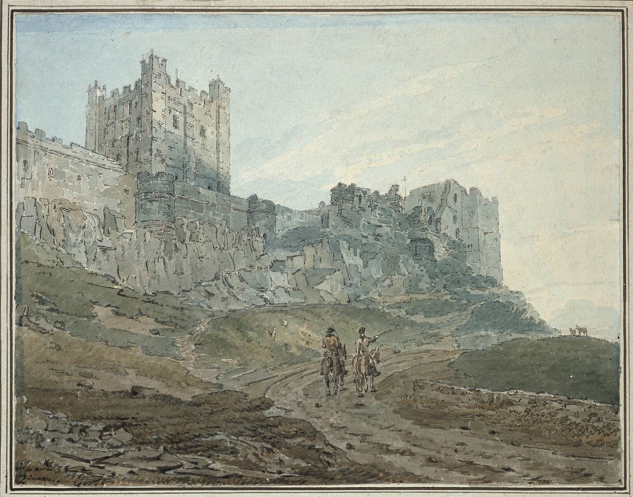 Bamburgh Castle, Northumberland, 18. století od Thomas Girtin