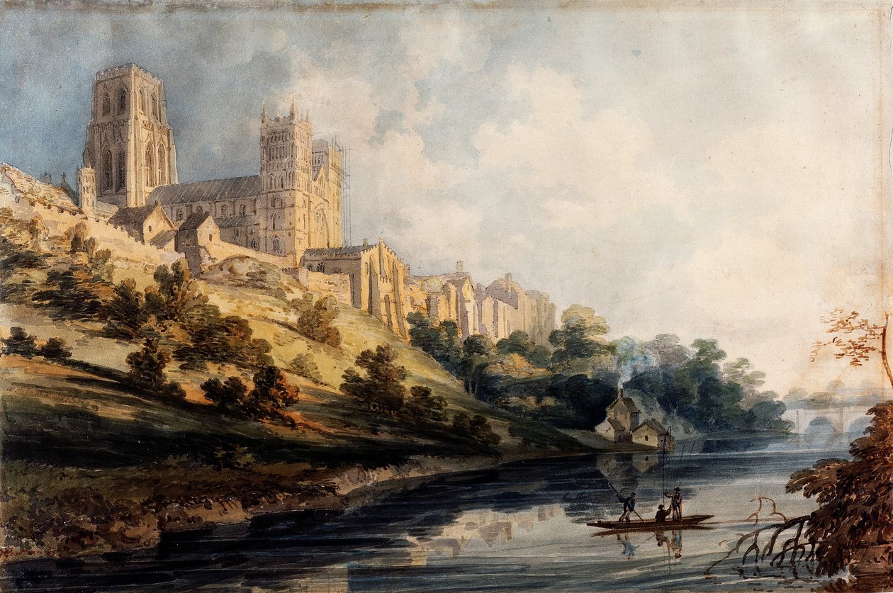Katedrála v Durhamu, 1795 (wc s nádechem arabské gumy na tkaném papíře) od Thomas Girtin